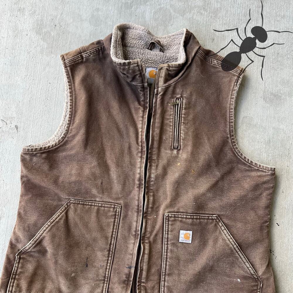 Carhartt WOMENS brown sherpa work wear vest - Picture 2 of 8